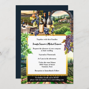 Tuscan winery al fresco table vineyard grapes chic invitation