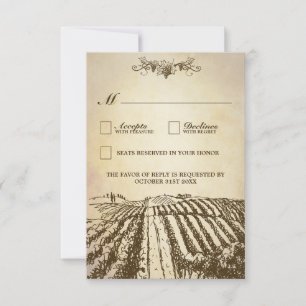 Tuscan Winery Rustic Vineyard Wedding RSVP Cards