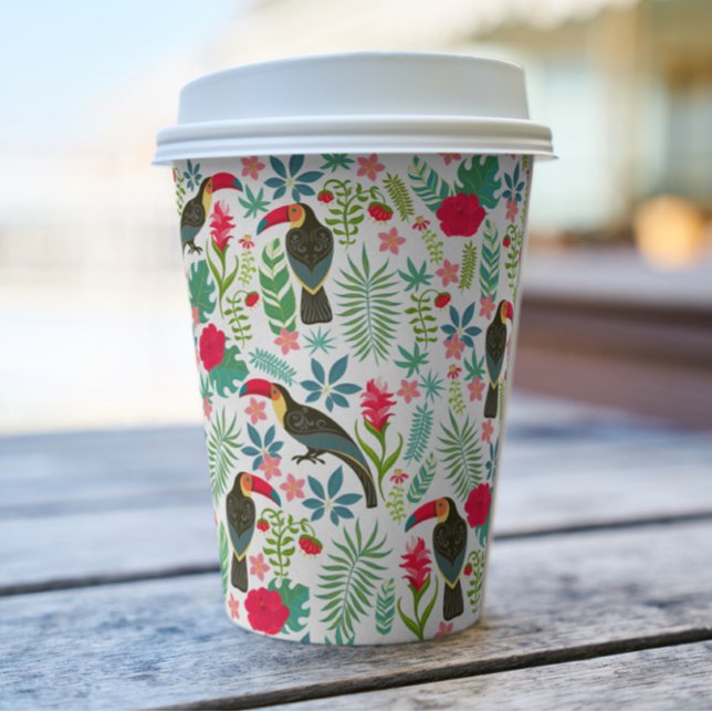Tuscans and colourful tropical flowers pattern paper cups (Creator Uploaded)