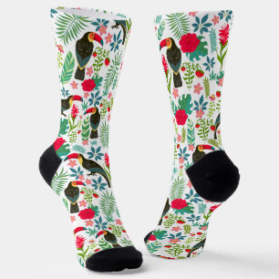Tuscans and colourful tropical flowers pattern socks