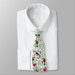 Tuscans and colourful tropical flowers pattern tie
