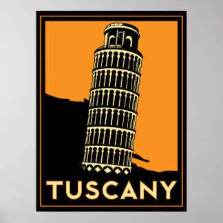 Tuscany art deco retro italy travel poster