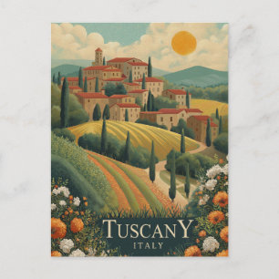 Tuscany at Sunset - Italy Travel Postcard
