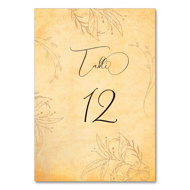Tuscany Autumn Texture Tracery Table Number (Front)