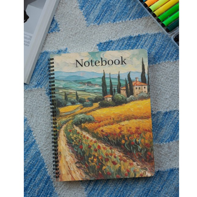 Tuscany countryside Italy van Gogh style Notebook (Creator Uploaded)