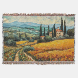 Tuscany countryside Italy van Gogh style Throw Blanket