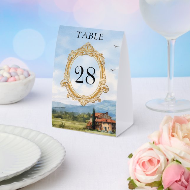 Tuscany Countryside Wedding Table Number (Insitu(Wedding))