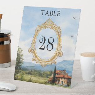 Tuscany Countryside Wedding Table Number Pedestal Sign
