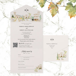 Tuscany Destination Wedding All In One Invitation