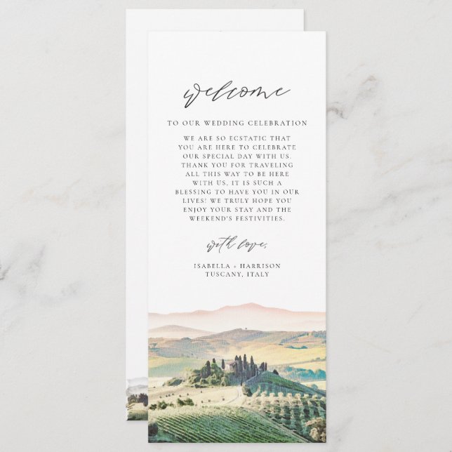 TUSCANY Destination Welcome Letter Timeline Menu (Front/Back)