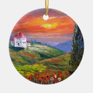 Tuscany Fire Sky Ceramic Ornament