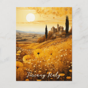 Tuscany Flower Valley Painting   Italy Travel Art Postcard
