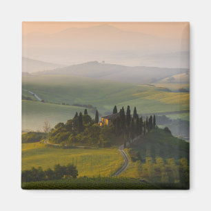 Tuscany hill landscape at sunrise magnet