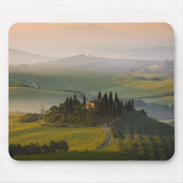 Tuscany hill landscape at sunrise mouse pad (Front)