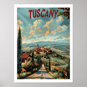 Tuscany Italia Classic Art Retro Vintage Travel Poster