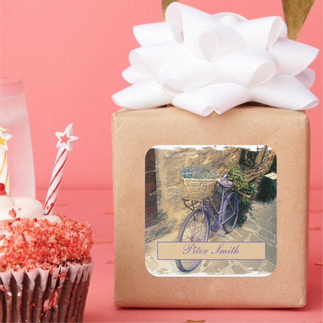 Tuscany. Italy. Cortona. Bicycle. Square Sticker (Party)