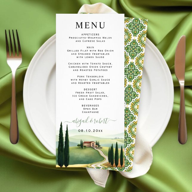 Tuscany Italy destination wedding menu card (Creator Uploaded)