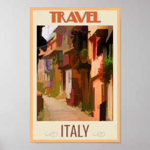 Tuscany Italy Italian Abstract Colourful Travel Poster