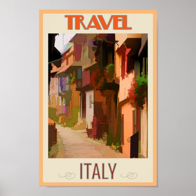 Tuscany Italy Italian Abstract Colourful Travel Poster (Front)