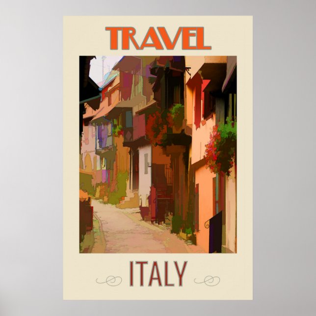 Tuscany Italy Italian Abstract Colourful Travel Poster (Front)