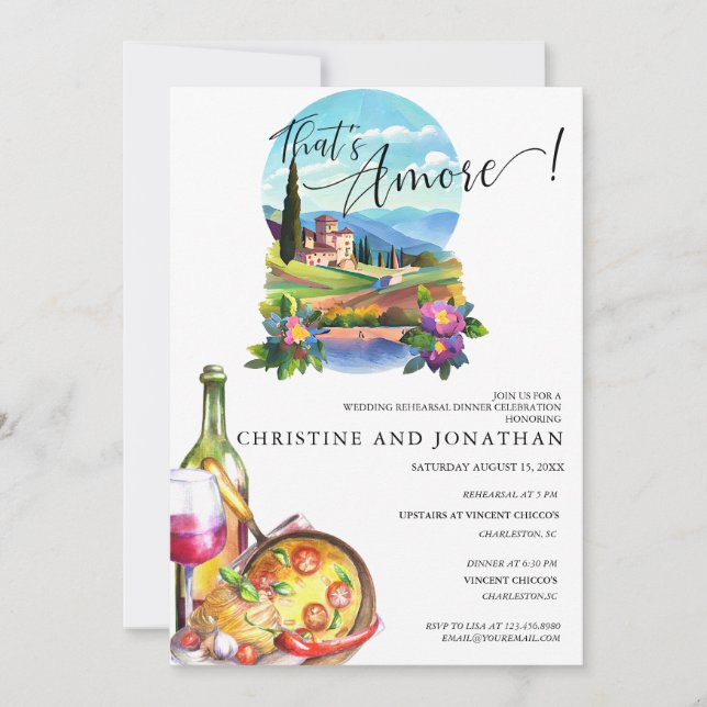 Tuscany Italy | Italian Food | Rehearsal Dinner  Invitation (Front)