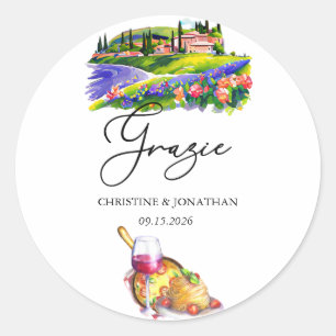 Tuscany Italy   Italian Food   Thank You Favour Classic Round Sticker