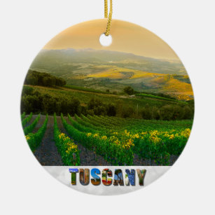 Tuscany Italy Italian Vineyard Photo Christmas Ceramic Ornament