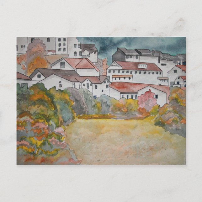 Tuscany Italy landscape watercolor painting Postcard (Front)