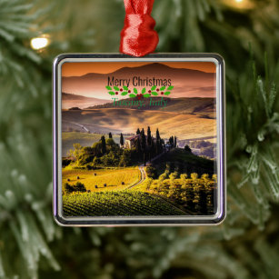 Tuscany, Italy, Merry Christmas, Metal Ornament