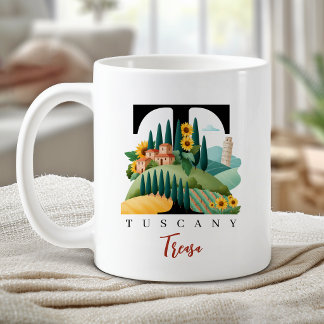 Tuscany Italy Monogram Letter T Personalised Gift Coffee Mug
