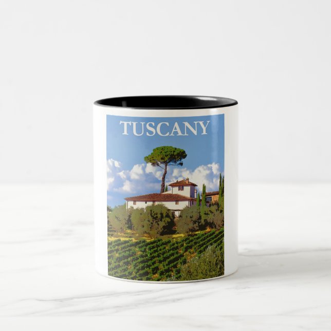 Tuscany Italy Poster Two-Tone Coffee Mug (Center)