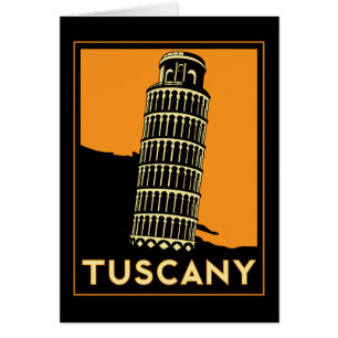 Tuscany Italy retro art deco travel poster