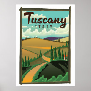 Tuscany Italy travel poster