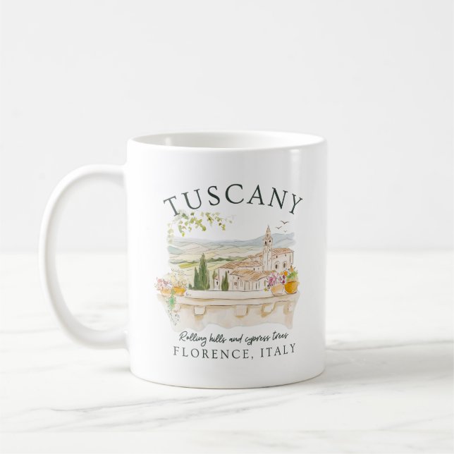 Tuscany Italy Travel–Rolling Hills & Cypress Trees Coffee Mug (Left)