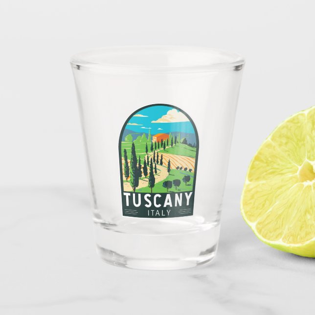 Tuscany Italy Vineyard Travel Art Vintage Shot Glass (Front)
