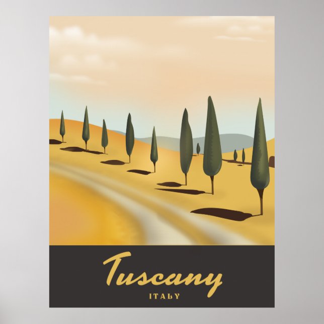 Tuscany Italy vintage style travel poster (Front)