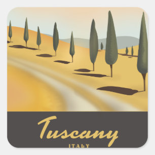 Tuscany Italy vintage style travel poster Square Sticker