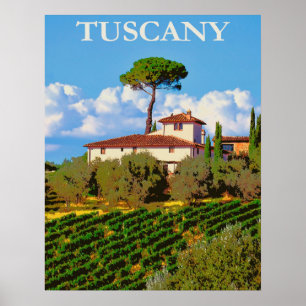 Tuscany, Italy Vintage Travel Poster