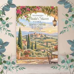 Tuscany Italy Vintage Watercolor Bridal Shower  Invitation