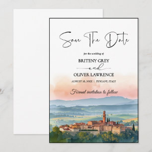 TUSCANY Italy Watercolor Skyline Save The Date