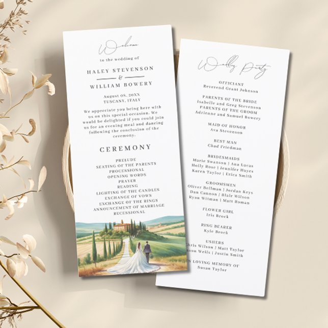 Tuscany Italy Watercolor Skyline Wedding Program (Creator Uploaded)