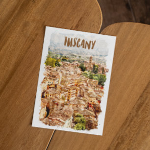 Tuscany Italy Watercolor View Postcard