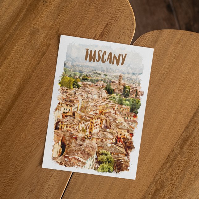 Tuscany Italy Watercolor View Postcard (tuscany italy watercolor view postcard)