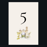 Tuscany Italy Wedding Table Numbers Watercolor<br><div class="desc">Guide your guests to their seats in elegant destination style with these Tuscany Italy wedding table numbers. This minimalist design features a large, easy-to-read table number paired with a romantic watercolor illustration of a Tuscan villa entrance and countryside vineyard landscape. Inspired by the charm of the Italian countryside, this design...</div>
