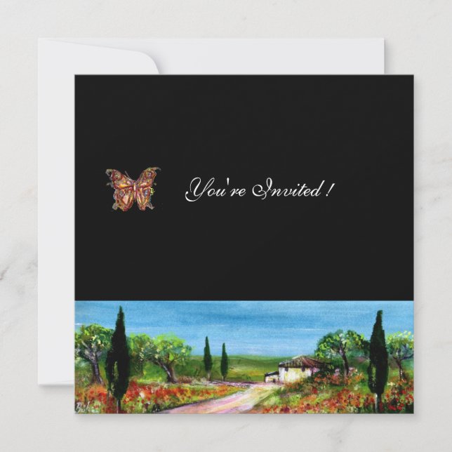 TUSCANY LANDSCAPE 4,yellow green black Invitation (Front)