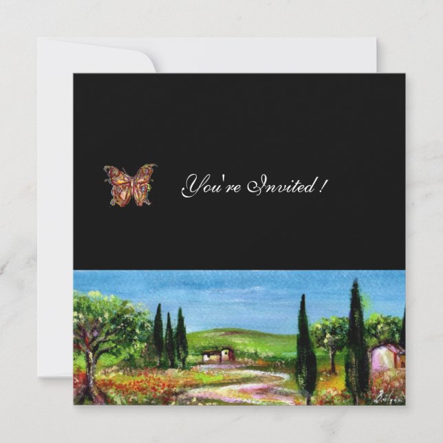 TUSCANY LANDSCAPE 5,yellow green black Invitation (Front)