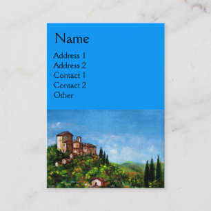 TUSCANY LANDSCAPE,ANTIQUE MEDIEVAL VILLAGE ,Blue Business Card