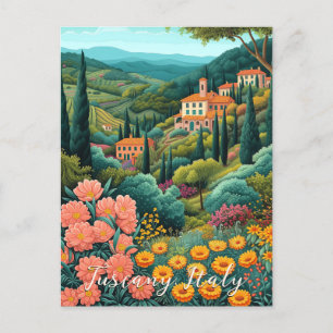 Tuscany Landscape Painting   Italy Travel   Art Postcard