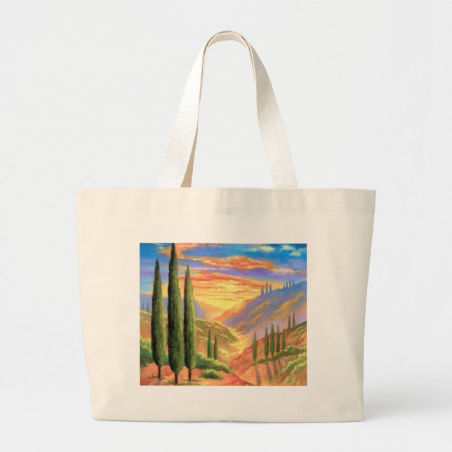 Tuscany Landscape Painting - Multi Large Tote Bag (Front)