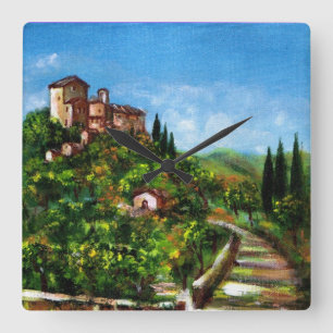 TUSCANY LANDSCAPE SQUARE WALL CLOCK